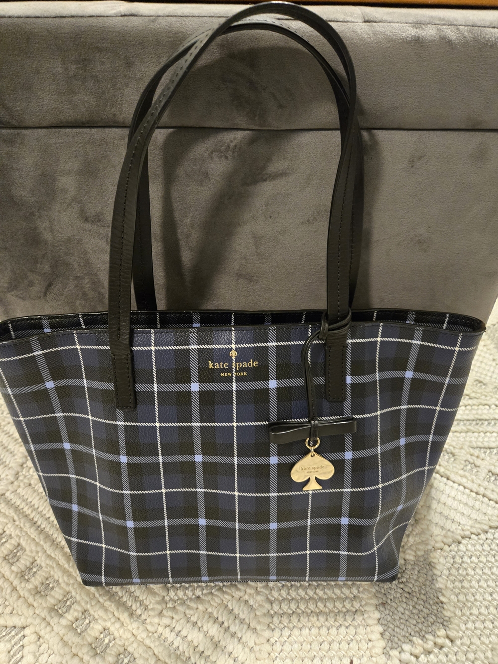 kate spade Black and Blue Plaid Tote